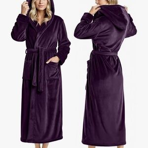 Luxurious Deep Purple Hooded Women's Robe